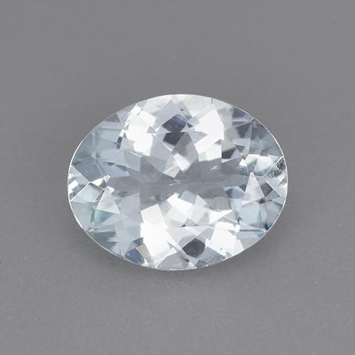 Acquamarina naturale bianco da 1,92 ct, taglio ovale, VVS