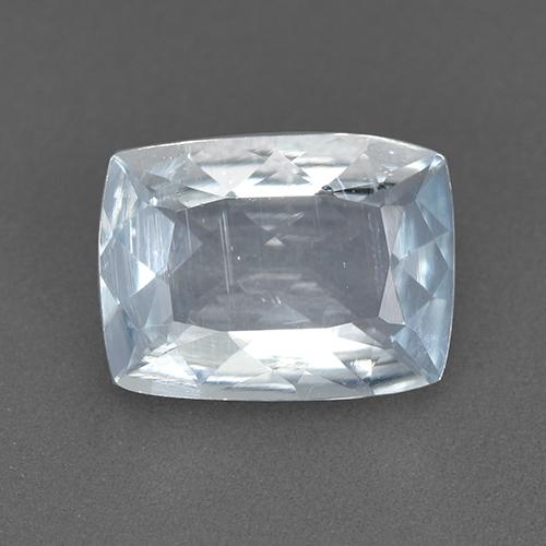 Acquamarina naturale bianco bluastro da 1,72 ct, taglio a cuscino, VS