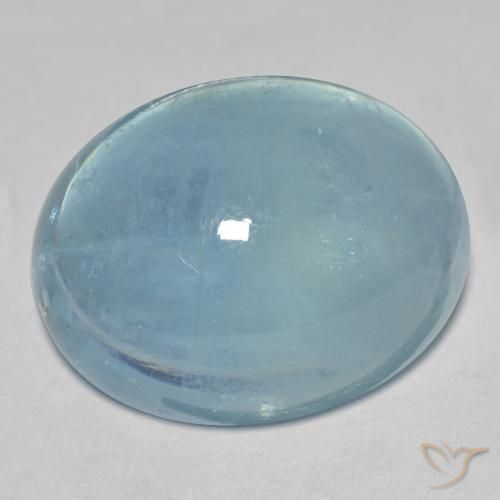 Acquamarina Verde bluastro chiaro naturale da 31.95 ct, Ovale, Trasparente