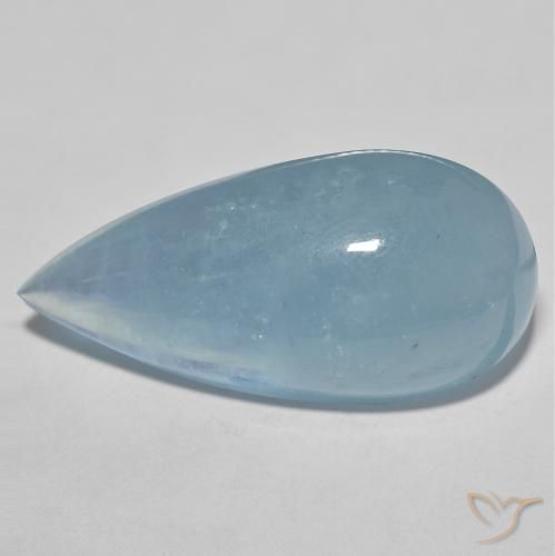 Acquamarina Celeste chiaro naturale da 34.90 ct, Forma a pera, Traslucido