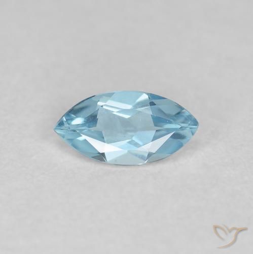 0.20ct Naturale Celeste Acquamarina, Taglio marquise, VVS-VS