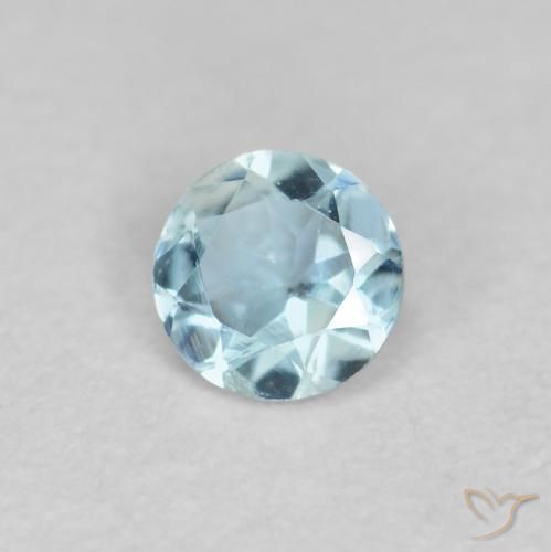 Acquamarina Celeste naturale da 0.18 ct, Rotondo, VVS-VS