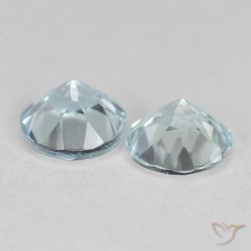 Gemme di Acquamarina Celeste chiaro naturale da 0.78 ct, Rotondo, VVS-VS