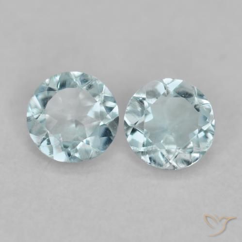 Gemme di Acquamarina Azzurro naturale da 0.17 ct, Taglio rotondo, VS