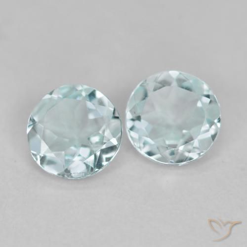 Gemme di Acquamarina Celeste chiaro naturale da 0.66 ct, Rotondo, VVS-VS