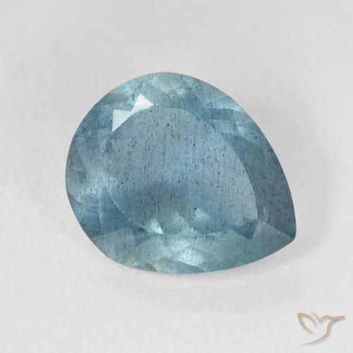 Acquamarina Verde bluastro chiaro naturale da 3.54 ct, Forma a pera, VS-SI