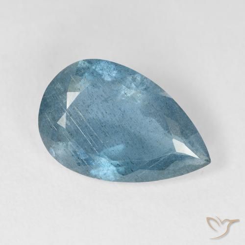 Acquamarina naturale blu da 5,21 ct, taglio a pera, VS-SI