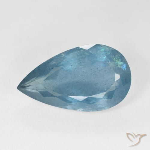8.96ct Naturale Blu verdastro Acquamarina, Forma a pera, VS-SI