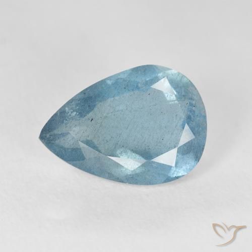 3.48ct Naturale Blu verdastro chiaro Acquamarina, Forma a pera, VS-SI