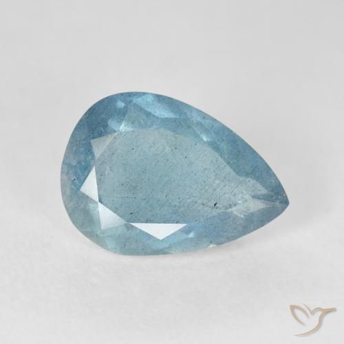 Acquamarina Blu verdastro chiaro naturale da 3.48 ct, Forma a pera, VS-SI