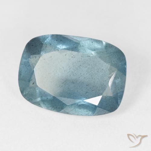 Acquamarina naturale turchese da 5,26 ct, taglio a cuscino, VS-SI