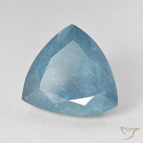 Acquamarina Blu verdastro chiaro naturale da 6.80 ct, Taglio trillion, VS-SI
