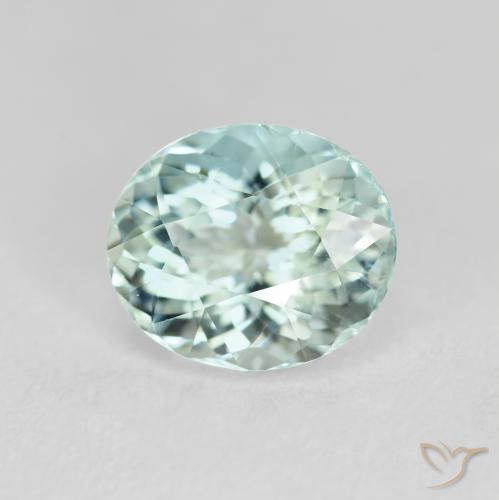 Acquamarina Azzurro Verde molto chiaro naturale da 2.03 ct, Ovale, VVS-VS
