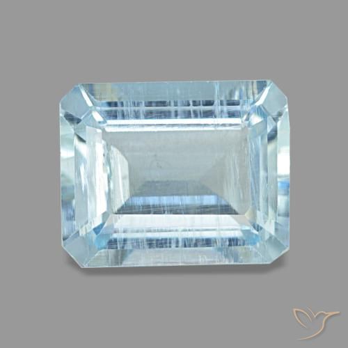 Acquamarina naturale blu da 1,97 ct, taglio smeraldo, VS