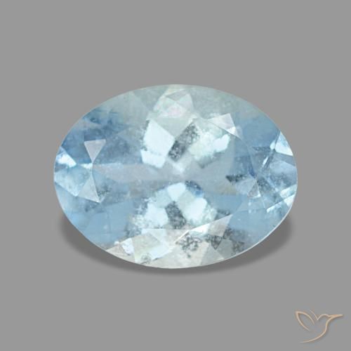 Acquamarina naturale blu da 1,12 ct, taglio ovale, VS