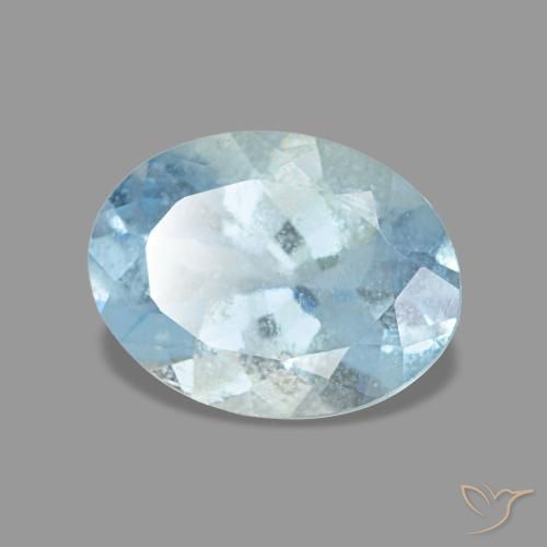 Acquamarina naturale blu da 1,12 ct, taglio ovale, VS