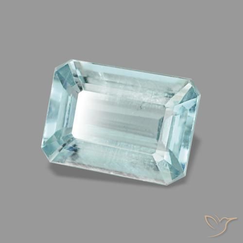 Acquamarina naturale turchese da 0,83 ct, taglio smeraldo, VVS-VS
