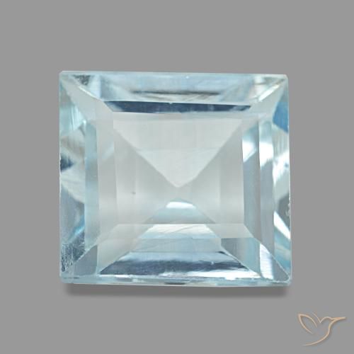 Acquamarina naturale blu da 2,27 ct, quadrato, VVS