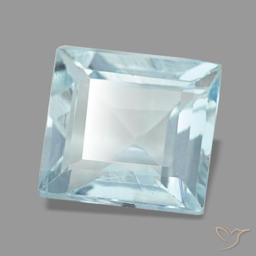 Acquamarina naturale blu da 2,27 ct, quadrato, VVS