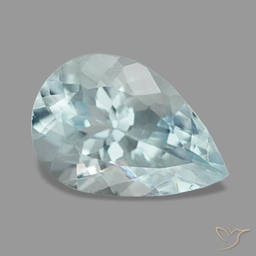 Acquamarina naturale blu da 1,64 ct, taglio a pera, VVS