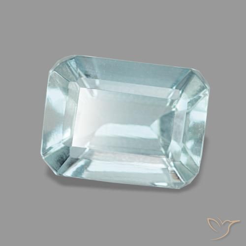 Acquamarina naturale blu da 1,60 ct, taglio smeraldo, VVS