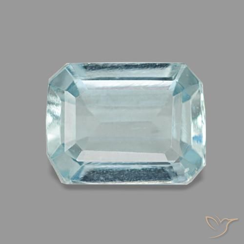 Acquamarina naturale blu da 1,28 ct, taglio smeraldo, VS