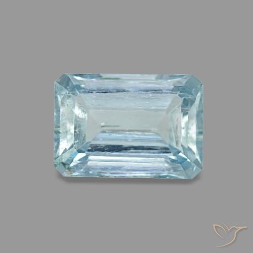 Acquamarina naturale blu da 0,94 ct, taglio smeraldo, VS