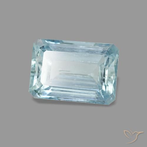 Acquamarina naturale blu da 0,94 ct, taglio smeraldo, VS