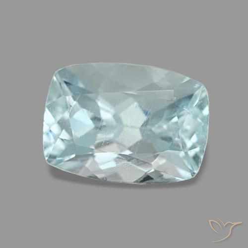 Acquamarina naturale blu da 1,18 ct, taglio a cuscino, VS