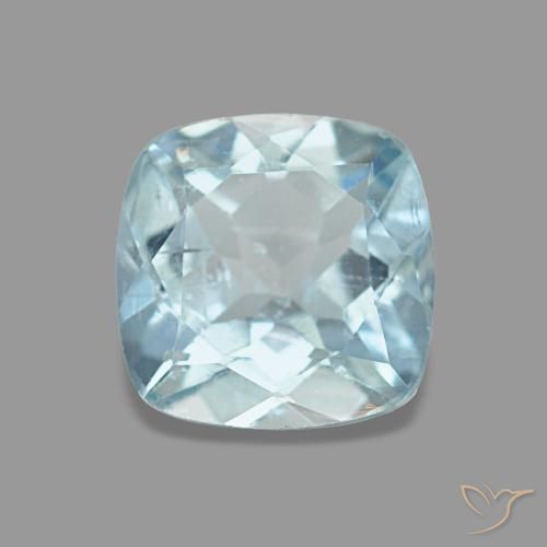 Acquamarina naturale blu da 0,74 ct, taglio a cuscino, VS
