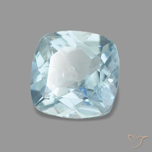 Acquamarina naturale blu da 0,74 ct, taglio a cuscino, VS