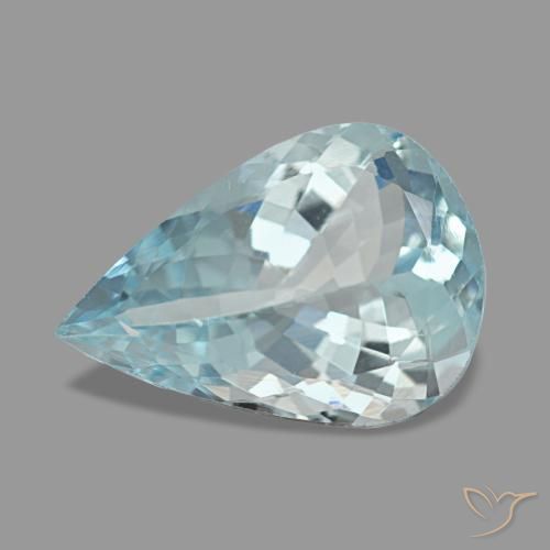 Acquamarina naturale blu da 1,94 ct, taglio a pera, VS