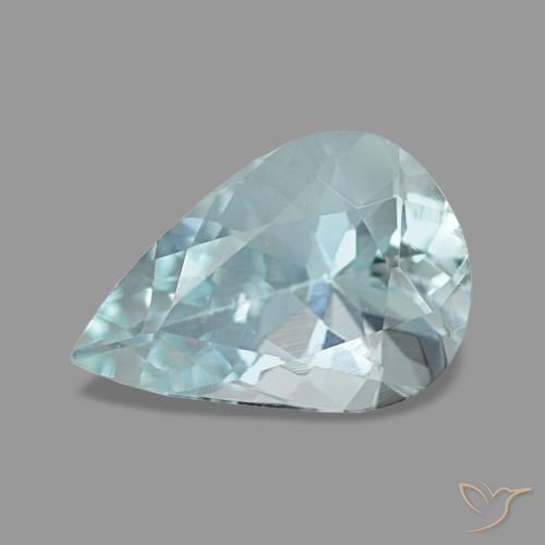 Acquamarina naturale blu da 1,08 ct, taglio a pera, VS