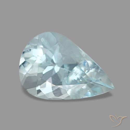 Acquamarina naturale blu da 1,08 ct, taglio a pera, VS