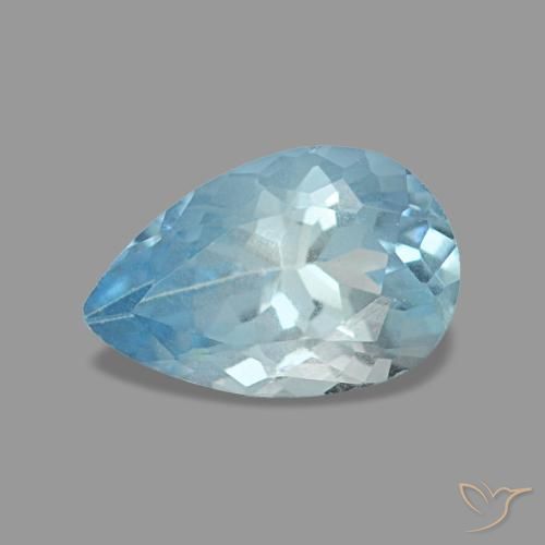Acquamarina naturale blu da 0,74 ct, taglio a pera, VS