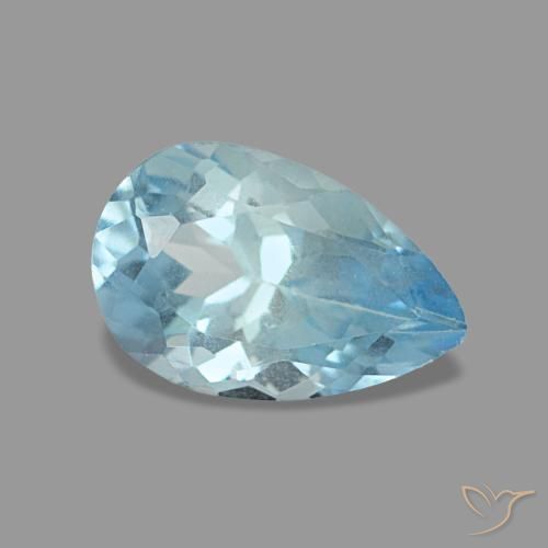 Acquamarina naturale blu da 0,74 ct, taglio a pera, VS
