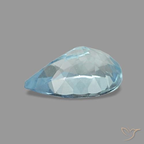 Acquamarina naturale blu da 0,74 ct, taglio a pera, VS