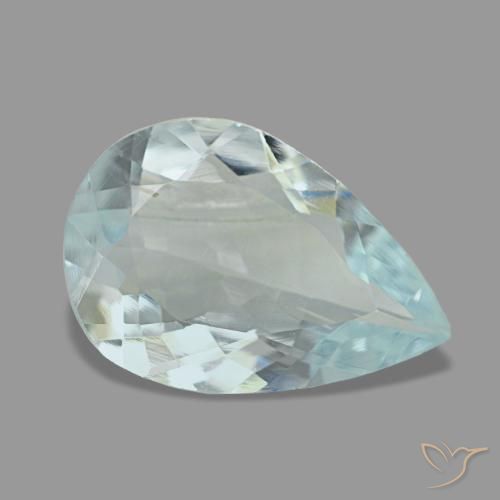 Acquamarina naturale blu da 1,74 ct, taglio a pera, VS