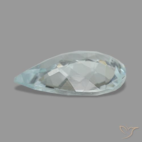 Acquamarina naturale blu da 1,74 ct, taglio a pera, VS