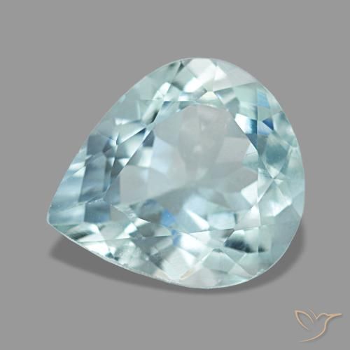 Acquamarina naturale blu da 1,92 ct, taglio a pera, VS