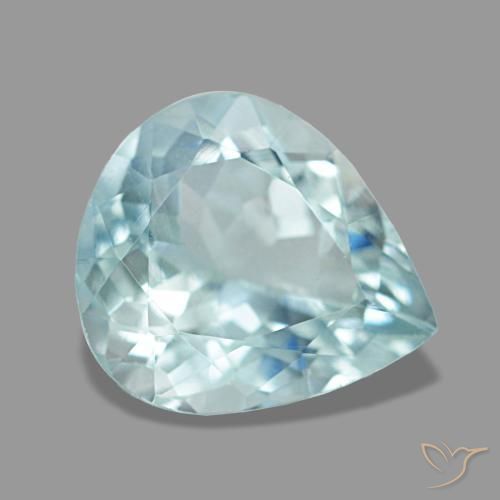 Acquamarina naturale blu da 1,92 ct, taglio a pera, VS