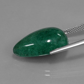 Avventurina naturale verde da 11,45 ct, taglio a pera, traslucido