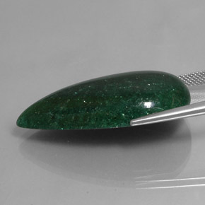 Avventurina naturale verde da 42,78 ct, taglio a pera, traslucido