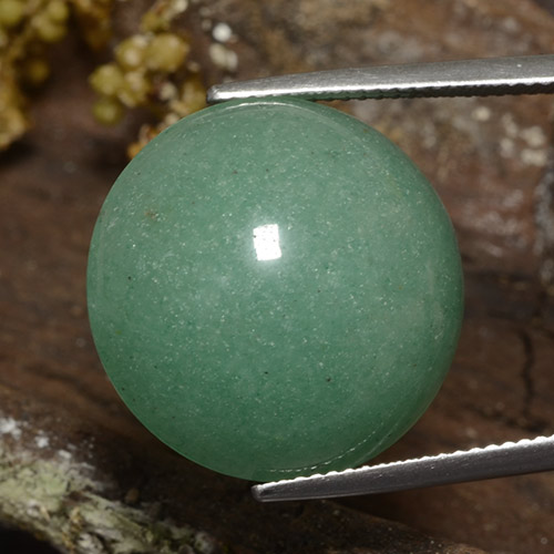 Avventurina verde muschio naturale da 23.81 ct, Taglio rotondo, Traslucido