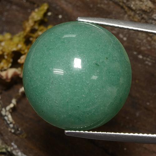 Avventurina naturale verde da 26,90 ct, taglio rotondo, opaco