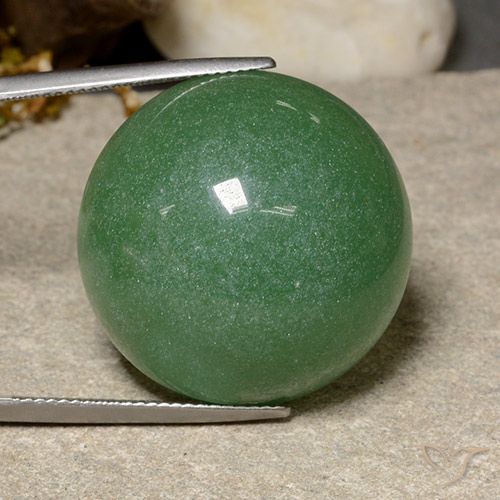 Avventurina Verde scuro naturale da 47.24 ct, Taglio rotondo, Traslucido