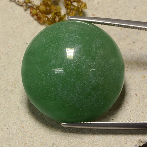 Avventurina Verde Pino naturale da 48.90 ct, Taglio rotondo, Traslucido
