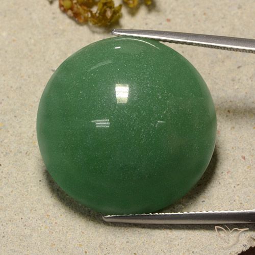 Avventurina Verde medio naturale da 47.08 ct, Taglio rotondo, Traslucido