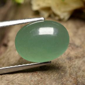 Avventurina naturale verde da 3,42 ct, taglio ovale, traslucido