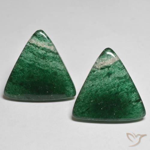 Gemme di Avventurina Verde scuro naturale da 23.02 ct, Taglio trillion, Traslucido